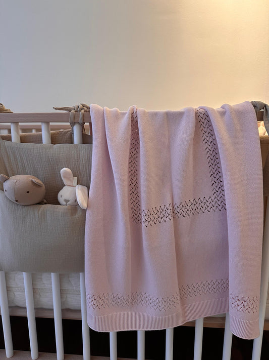 Manta bebé algodón rosado pastel