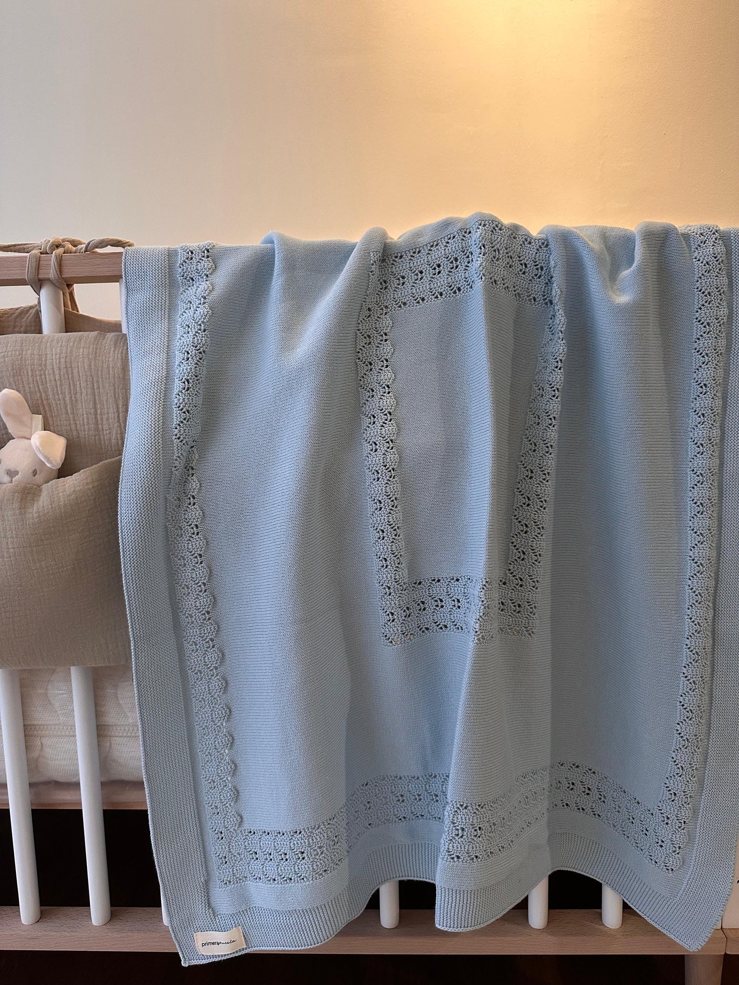 Manta bebé algodón celeste