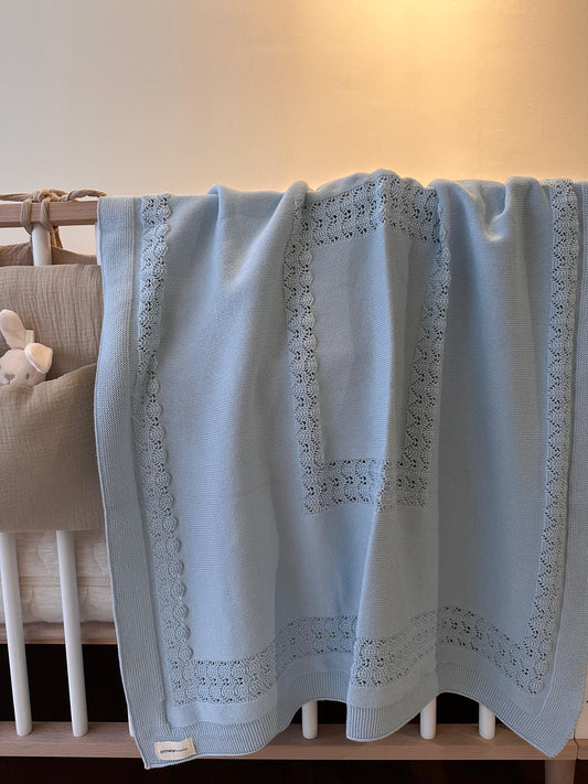 Manta bebé algodón celeste