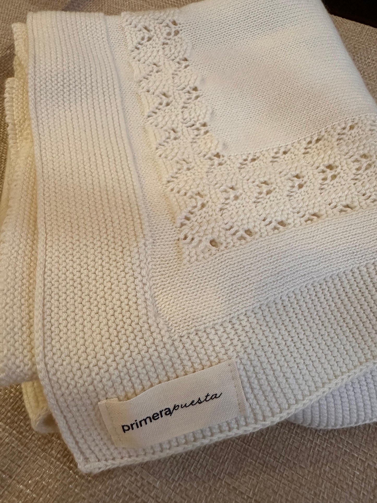 Manta bebé algodón beige