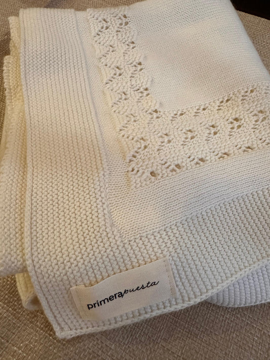 Manta bebé algodón beige