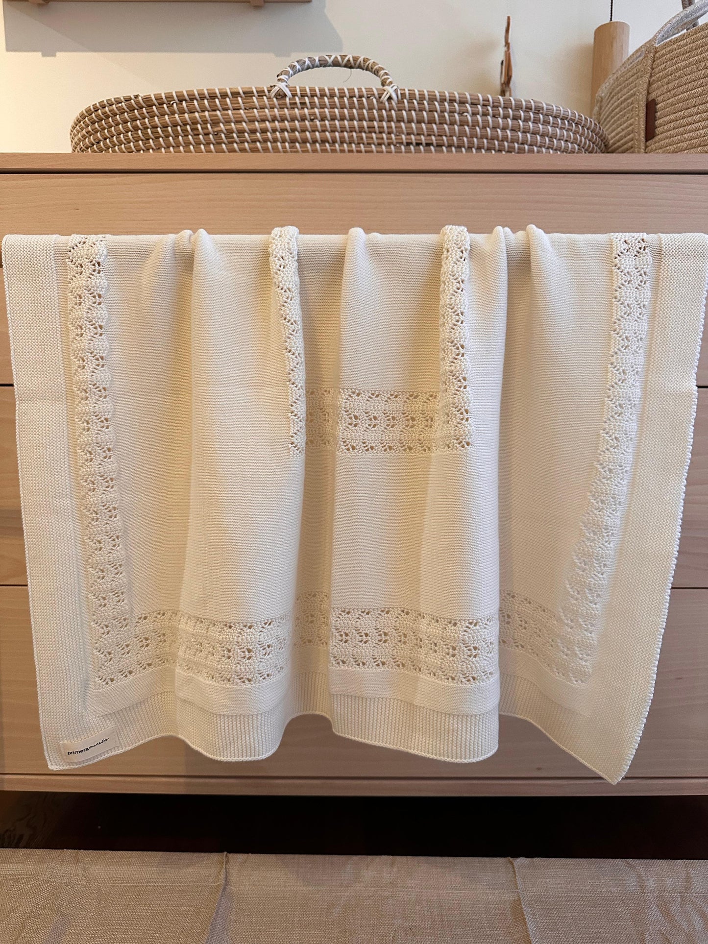 Manta bebé algodón beige