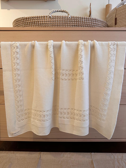 Manta bebé algodón beige