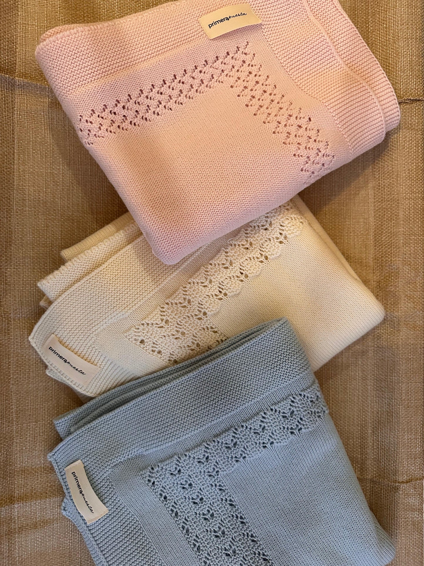 Manta bebé algodón beige